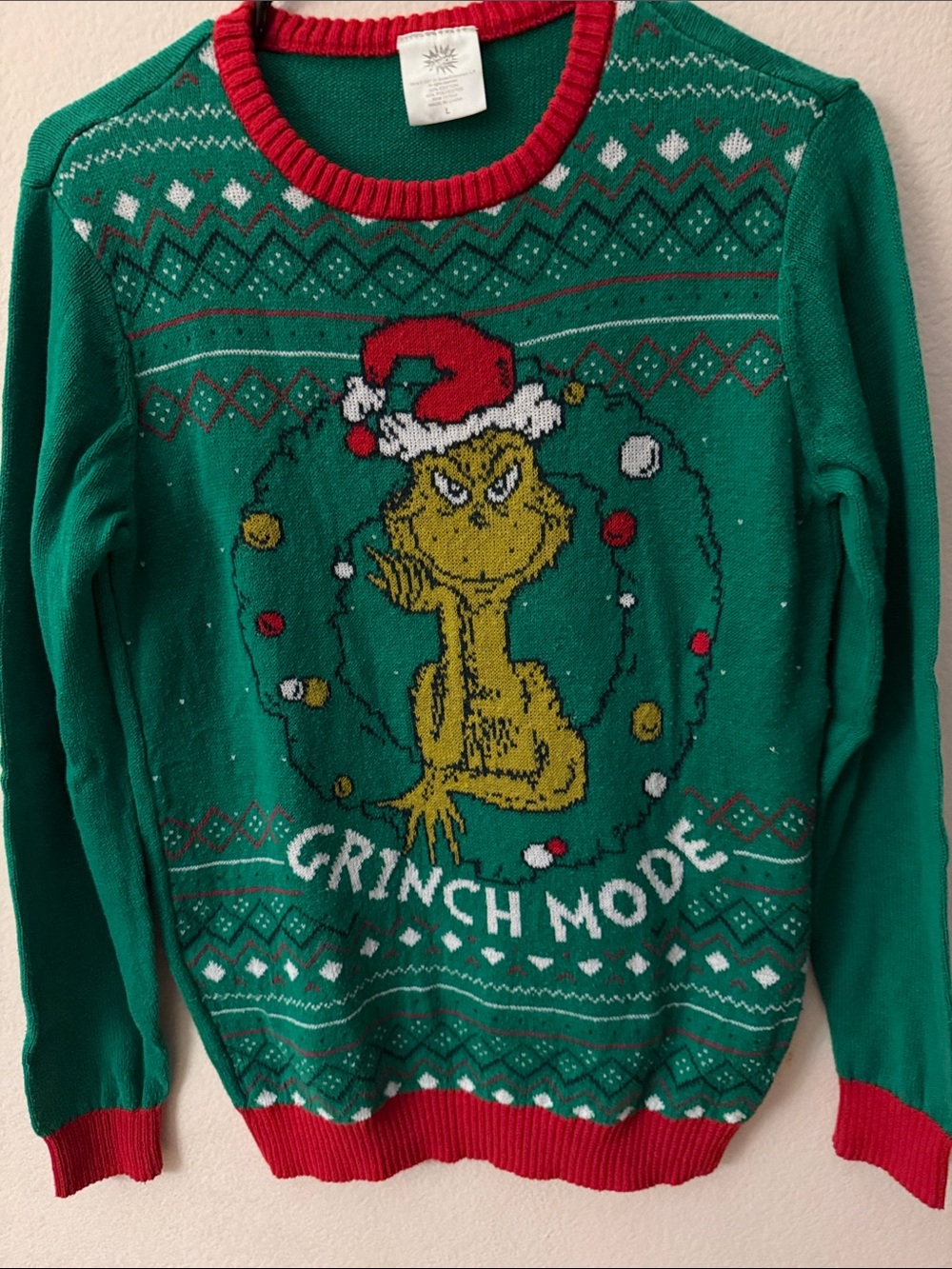 Dr. Seuss The Grinch Christmas Sweater Size Large